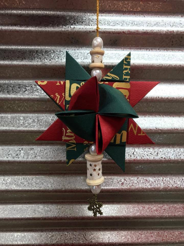 Froebel Star Ornament with Scrapbook Paper
