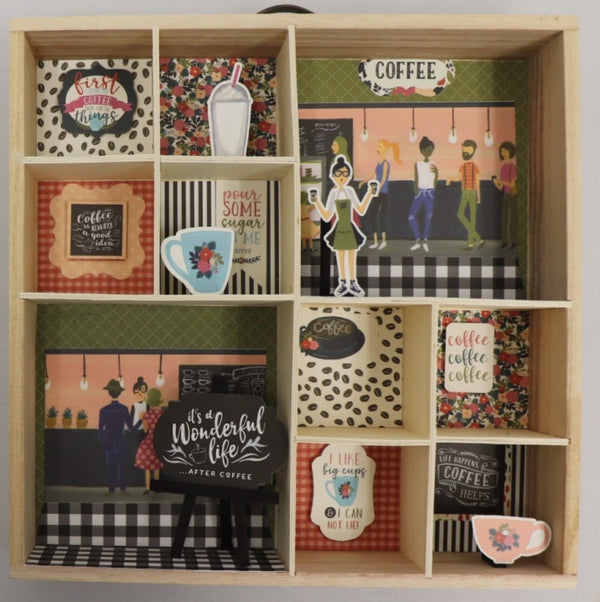 Coffee Paper by Echo Park Shadowbox FINISHED