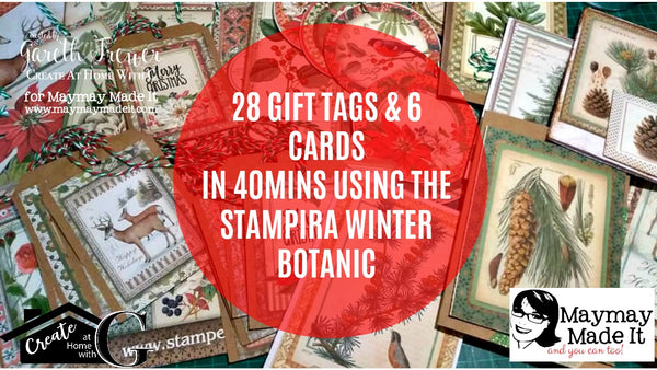 28 Gift Tags and 6 Cards in 40 Minutes Using the Stamperia Winter Botanic 12x12 Paper Pad