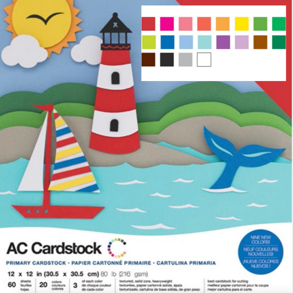 American Crafts 12x12 Primary Variety Cardstock Pack