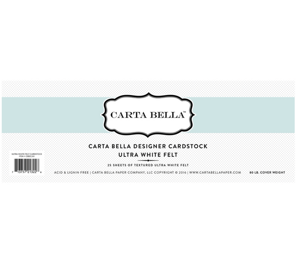 Carta Bella 12x12 Ultra White 80lb Felt Cardstock