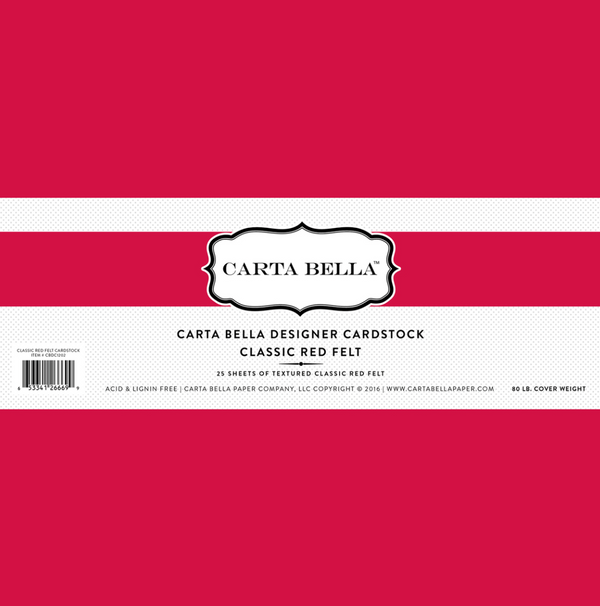 Carta Bella 12x12 Classic Red Felt 80lb. Cardstock