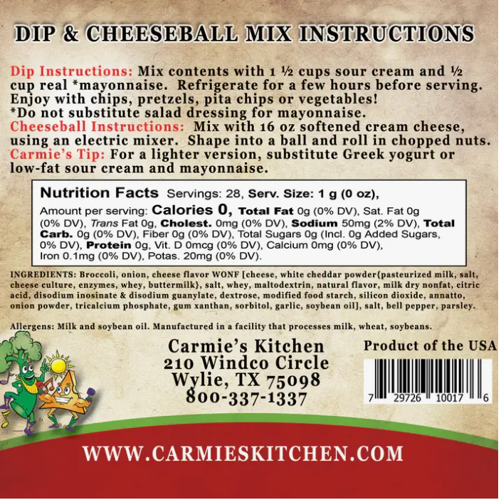 Carmie's Kitchen Hoedown Broccoli Cheese Dip & Cheeseball Mix