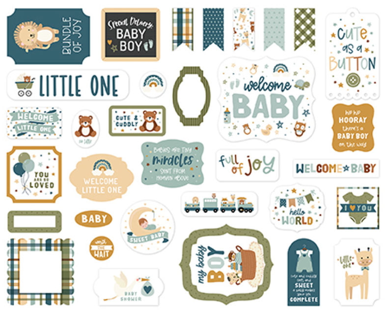 Echo Park Special Delivery Baby Boy Icons Ephemera {B210}