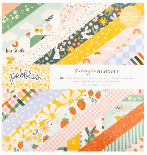 American Crafts Pebbles 12x12 Sunny Bloom Paper Pad {C512}