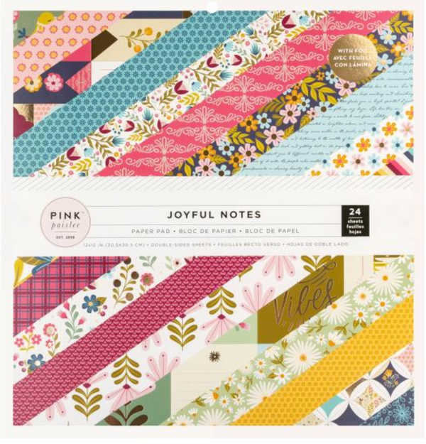 American Crafts Pink Paislee 12x12 Joyful Notes Paper Pad {F22}