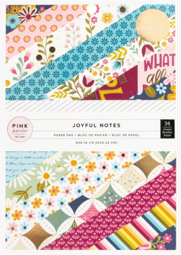 American Crafts Pink Paislee 6x8 Joyful Notes Paper Pad {B416}
