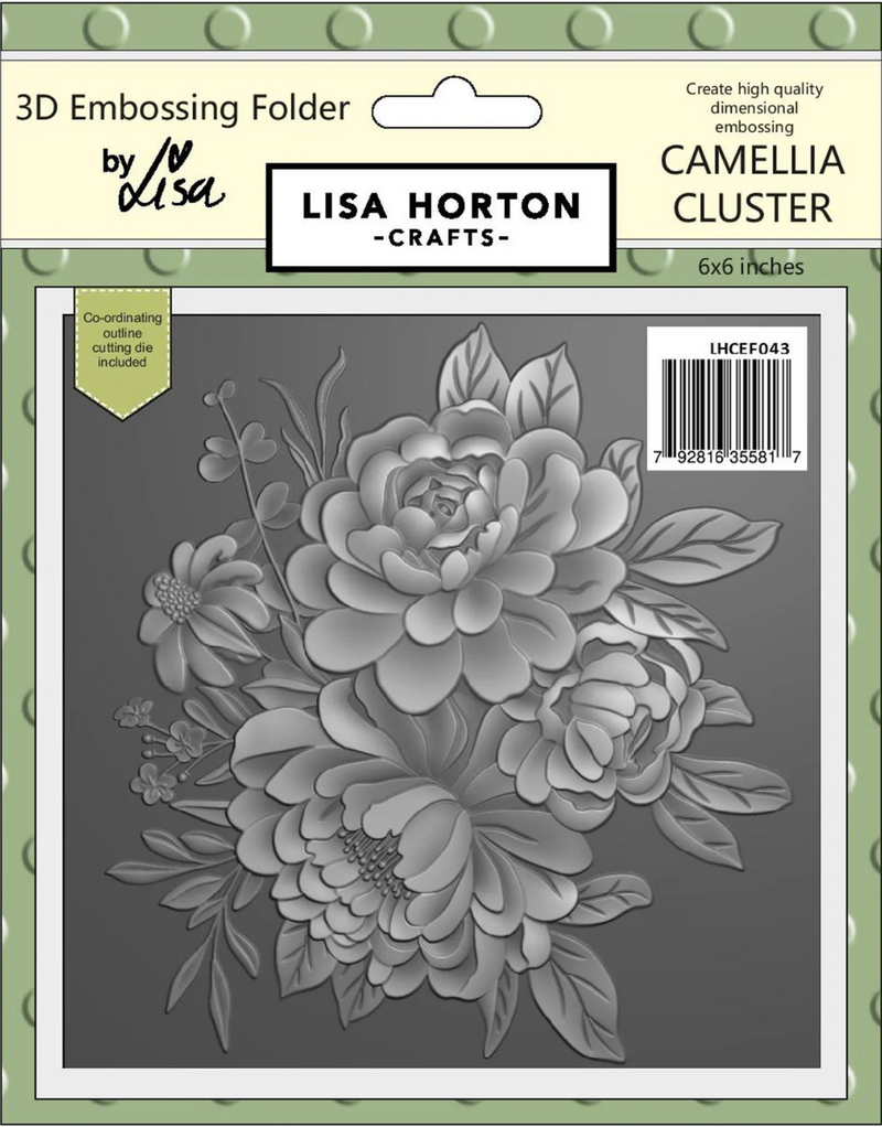 Lisa Horton Crafts 6x6 Camellia Cluster 3D Embossing Folder & Die {B607}