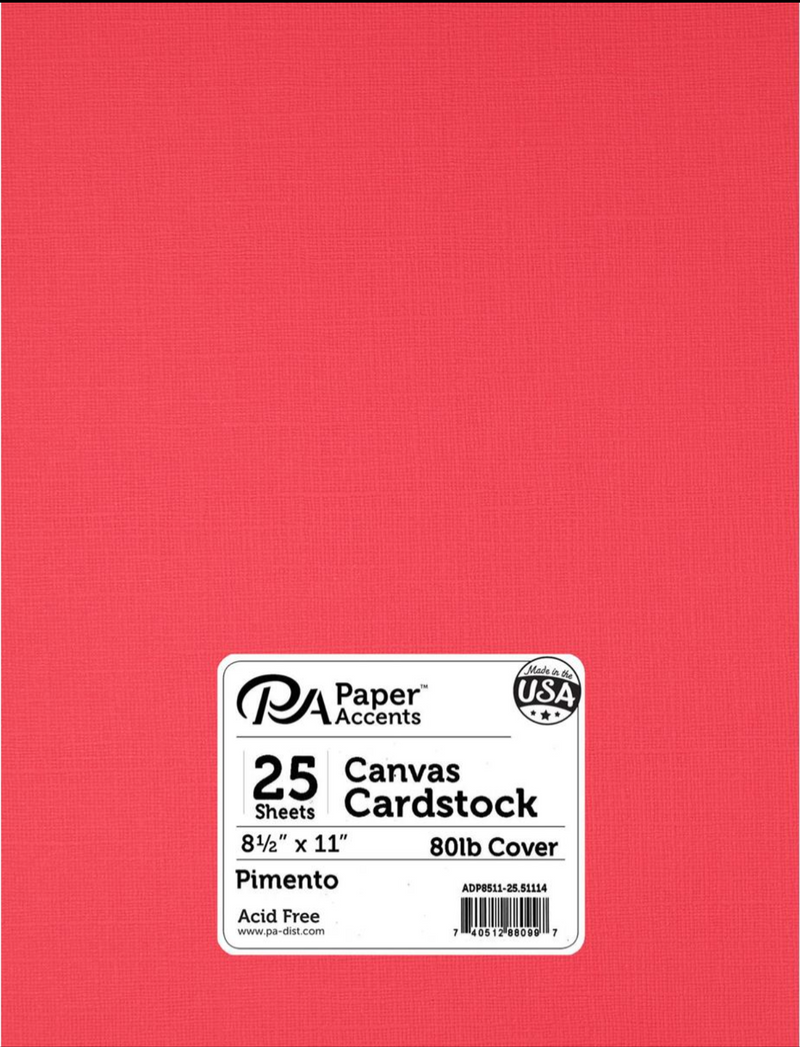 Paper Accents 8.5x11 80lb Pimento Canvas Cardstock {B213}