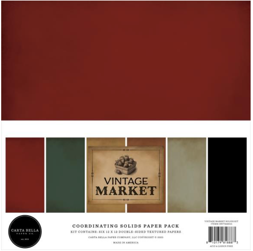 Carta Bella Paper Company RRF12 Fall Market Collection Kit Paper Orange Red Teal Cream Brown Green 12 X 12 Inch