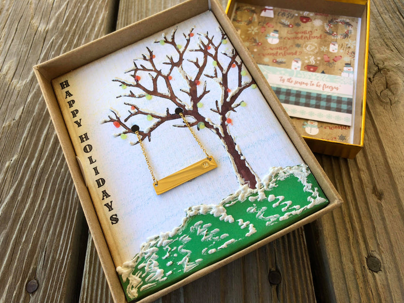 Bar Necklace Gift Packaging with Tree Stamp!