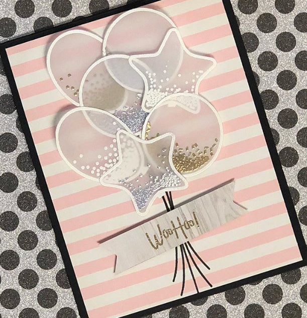 Vellum and Heat Embossed Balloons on a Card