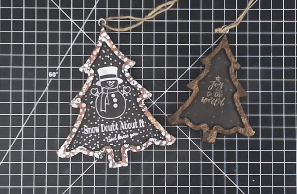 Stamping and Embossing Wood Ornaments