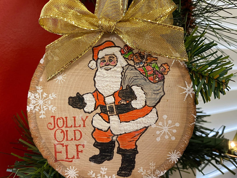 Stamping~Heat Embossing~ Coloring  on Wood Disk Ornament