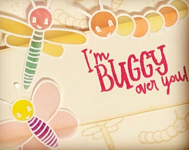 Buggy Card featuring heat embossing and coloring on vellum
