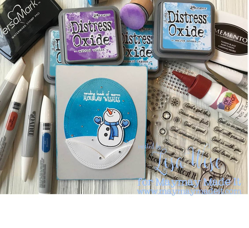 Snowman card, Distress Oxide Background