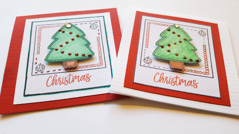 Christmas Tree Mini Cards using 3 Maymay Made It Stamp Sets