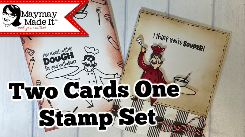 Two Cards One Stamp Set Chef Vinnie