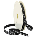 Grosgrain 3/8" Swiss Dots Black with White Dots