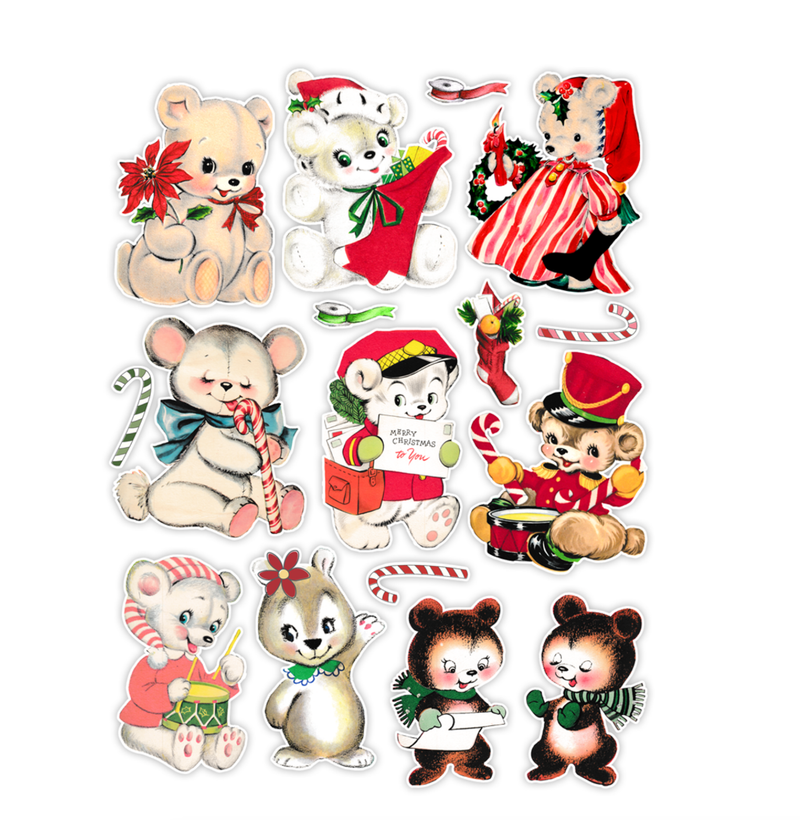 Pretty Little Studio Vintage Beary Christmas Ephemera {G65}