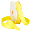 Grosgrain 3/8" Swiss Dots Yellow with White Dots