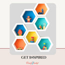 Craftreat 3D Fold Shapes - White Hexagon Combo Paper Frames  6pcs {C306}