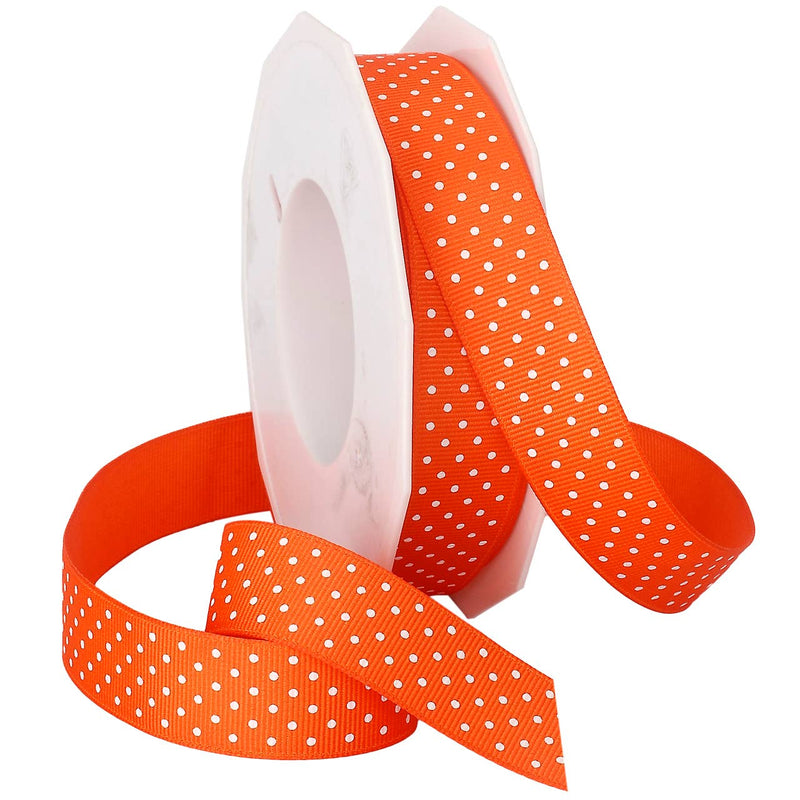 Grosgrain 7/8" Swiss Dots Pumpkin with White Dots: 7/8" x 5 yards