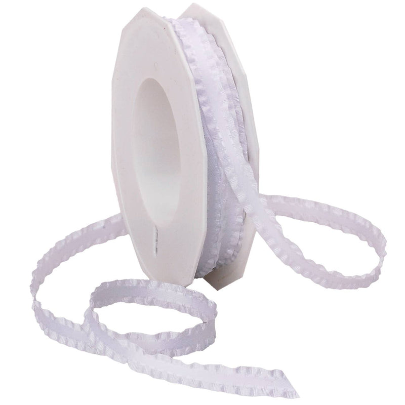 3/8" White Double Ruffle