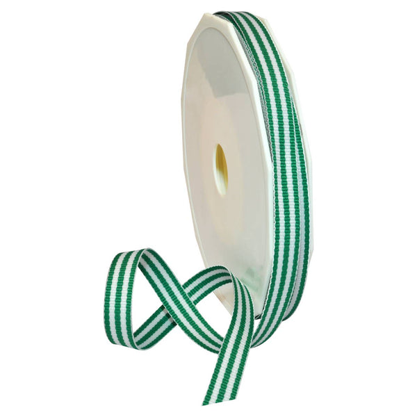 GROSGRAIN 3/8" EMERALD STRIPES