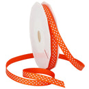 Grosgrain 7/8" Swiss Dots Pumpkin with White Dots: 7/8" x 5 yards