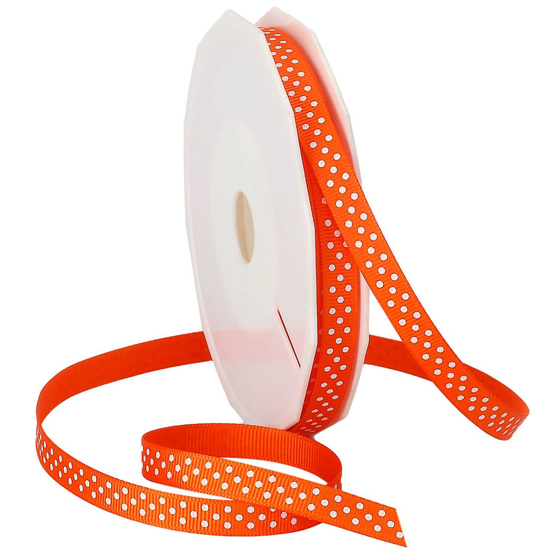Grosgrain 7/8" Swiss Dots Pumpkin with White Dots: 7/8" x 5 yards