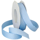 Grosgrain 7/8" Swiss Dots Lt. Blue with White Dots: 7/8" x 5 yards