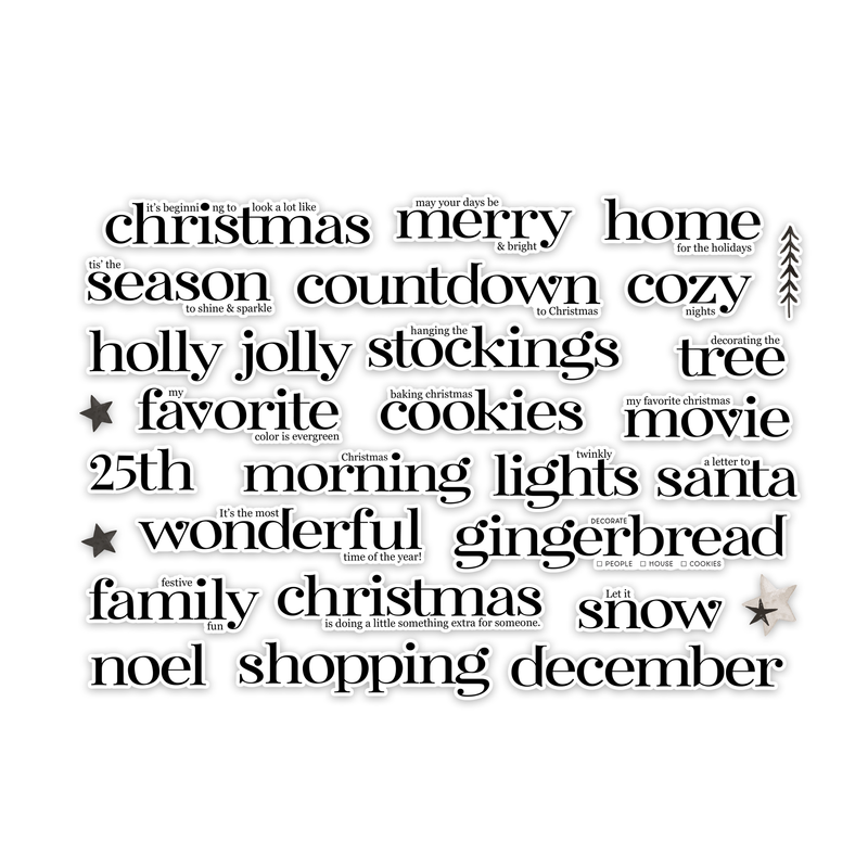 Pretty Little Studio Comfort & Joy Holly Jolly Christmas Word Title Ephemera {G198}