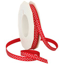 Grosgrain 3/8" Swiss Dots Red with White Dots
