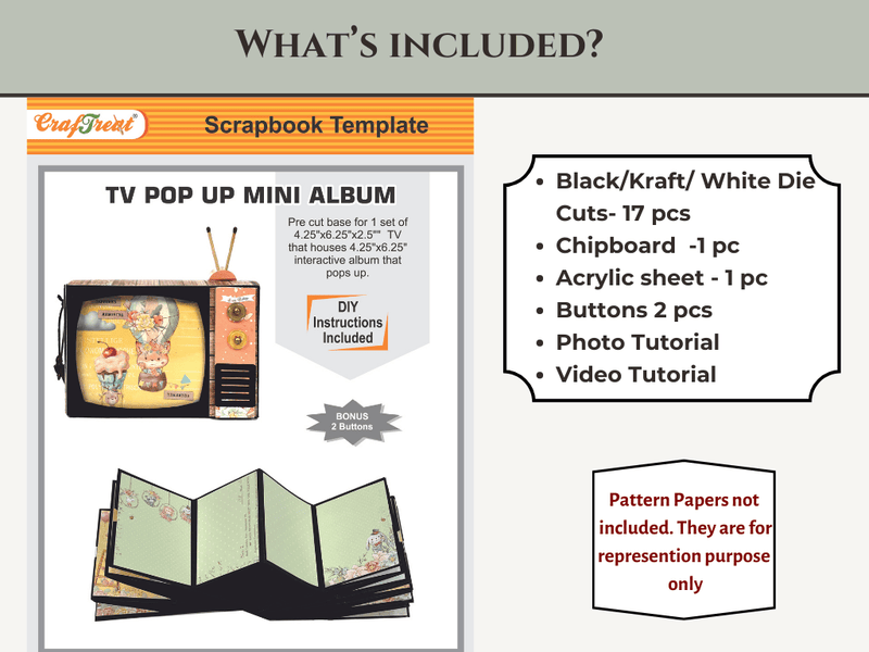 CrafTreat White TV Pop Up Mini Album