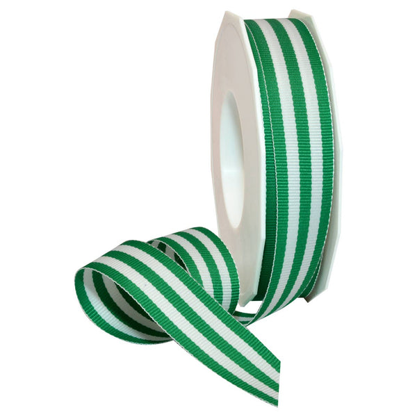 Grosgrain 7/8" Emerald Stripe