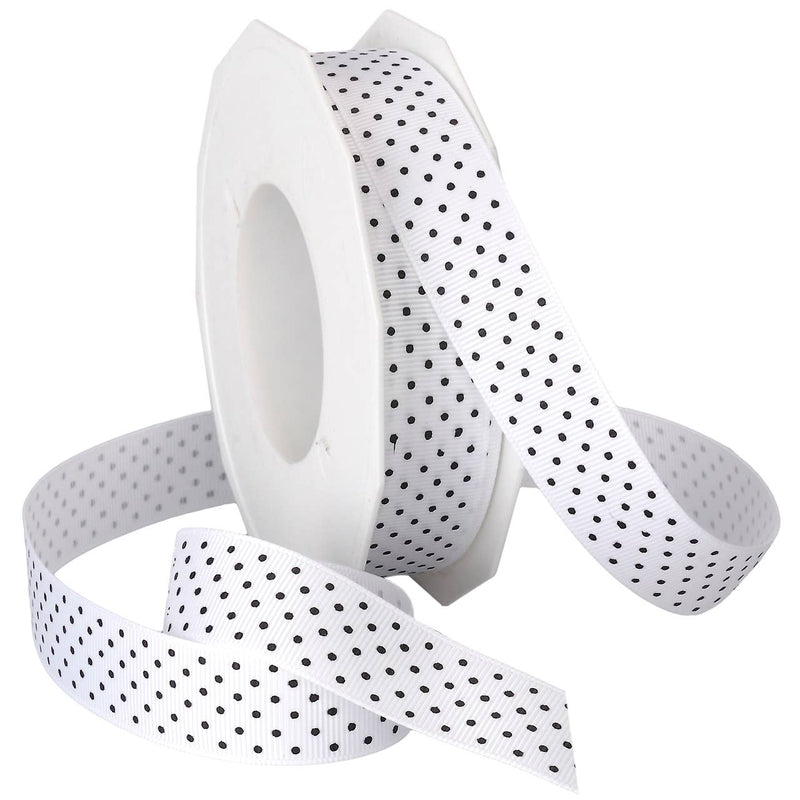 Grosgrain 3/8" Swiss Dots White with Black Dots