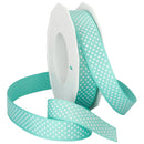 Grosgrain 7/8" Swiss Dots Aqua with White Dots