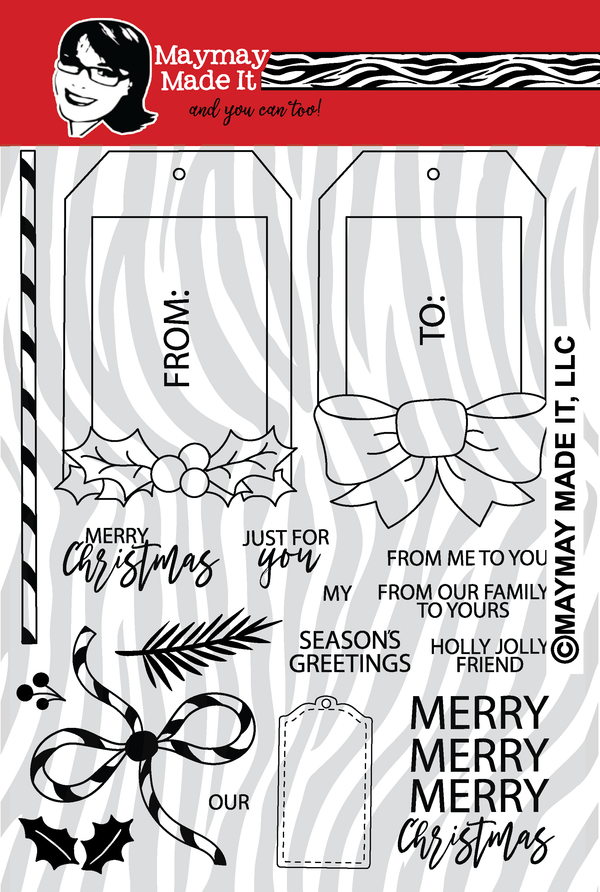 Maymay's Ribbons & Bows Tag Builder 6x8 Stamp Set {A137}