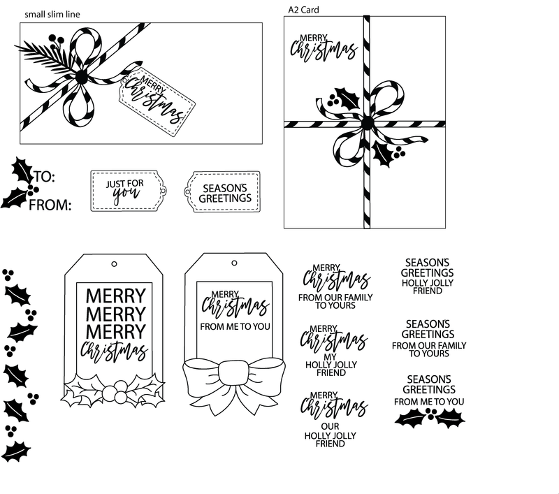 Maymay's Ribbons & Bows Tag Builder 6x8 Stamp Set {A137}
