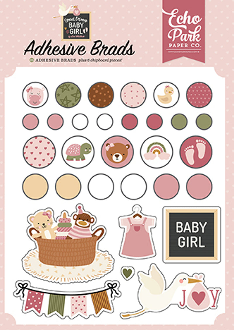 Echo Park Special Delivery Baby Girl Adhesive Brads {B204}