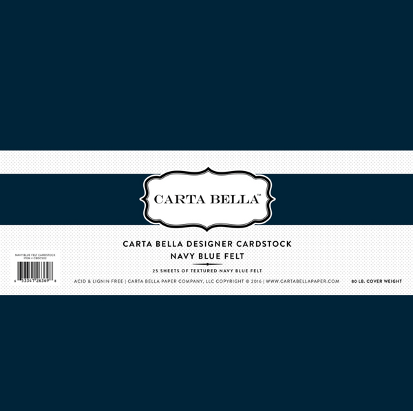 Carta Bella 12x12 Navy Blue Felt 80lb. Cardstock {F223}