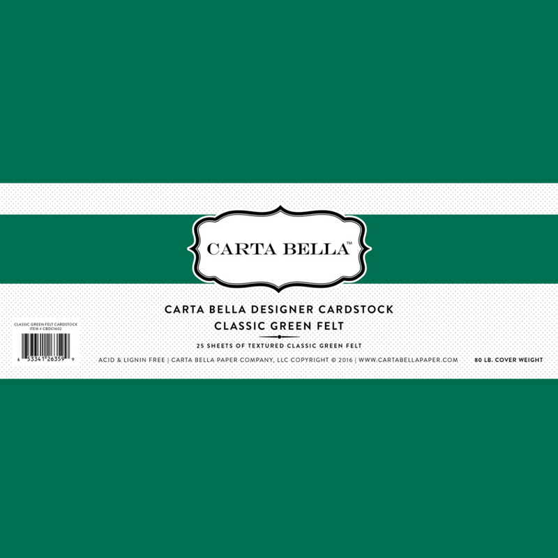 Carta Bella Designer 80 lb Cover Cardstock 12X12-Classic Green Felt