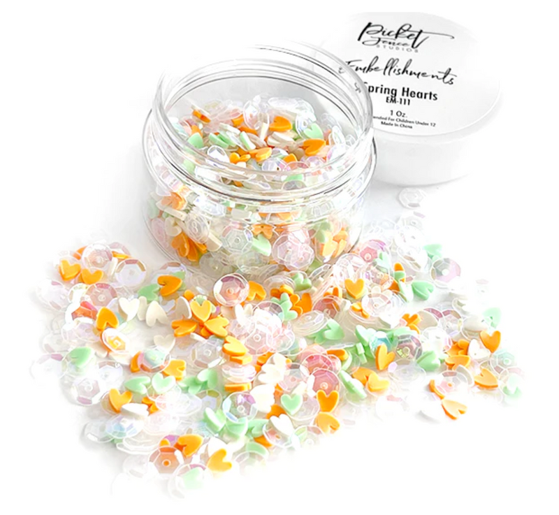 Picket Fence Studios Spring Hearts Shaker Embellishments {G43}