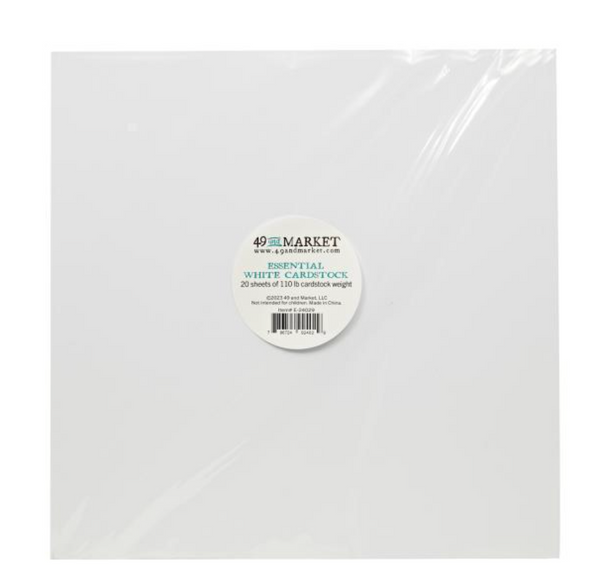 49 and Market 12x12 White 110lb. Essential Cardstock {B617}