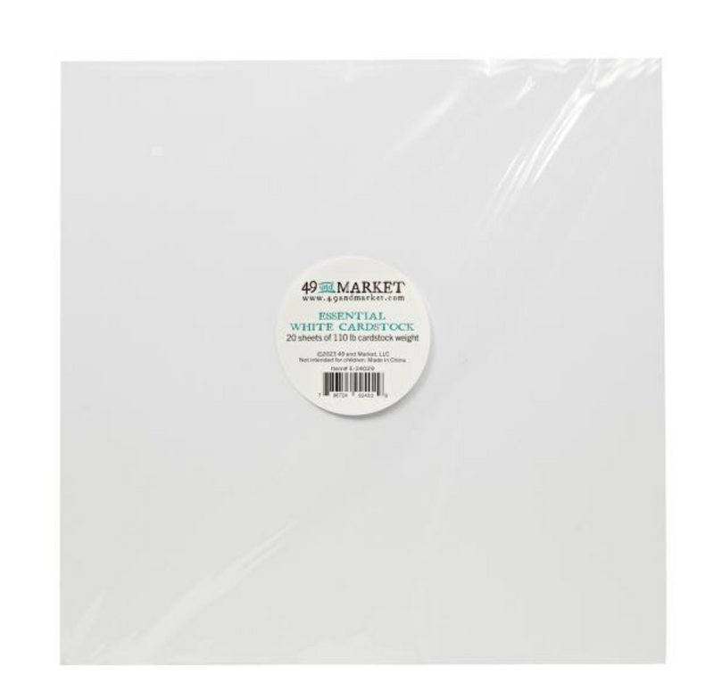 49 and Market 12x12 White 110lb. Essential Cardstock{B515}