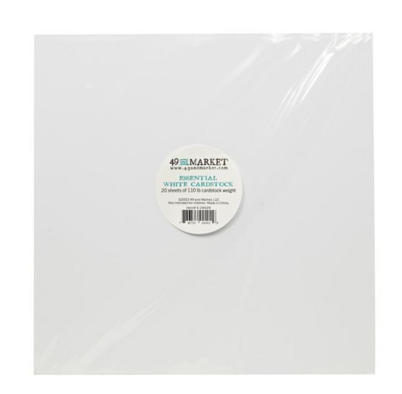 49 and Market 12x12 White 110lb. Essential Cardstock {B617}