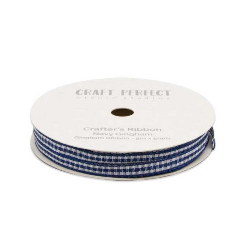 Craft Perfect Navy Gingham Ribbon {G149}