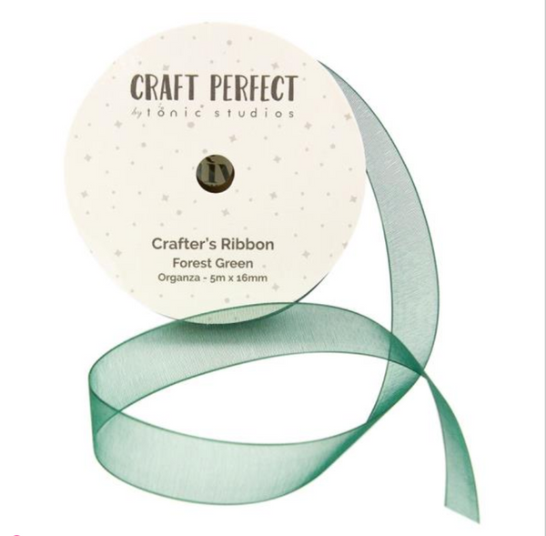 Craft Perfect Forest Green Organza Ribbon {G188}