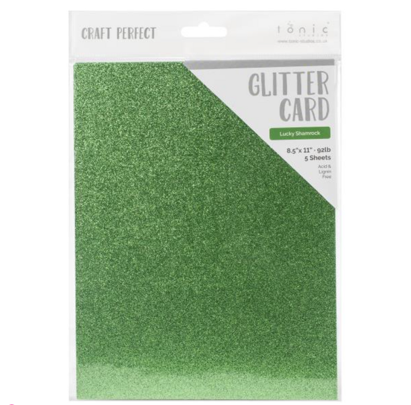 Craft Perfect 8.5x11 Lucky Shamrock Glitter Cardstock {W120}